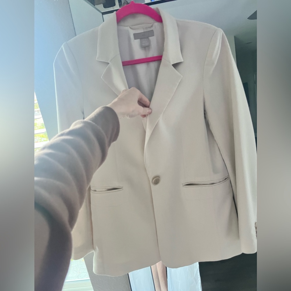 structured oversize boyfriend blazer beige jacket